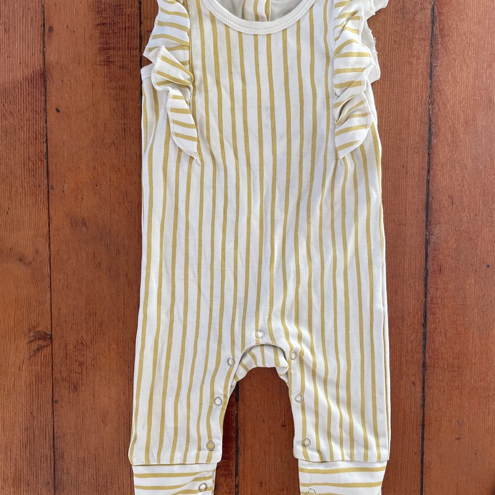 Striped Baby Romper with Ruffle Sleeves